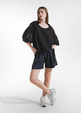 T-SHIRT AMPIA IN COTONE E SETA CON STRATI SOVRAPPOSTI NERO - BLACK | DEHA