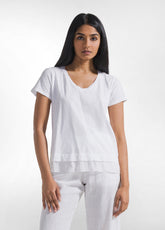 T-SHIRT IN COTONE CON DETTAGLI IN SETA BIANCO - Leisurewear | DEHA
