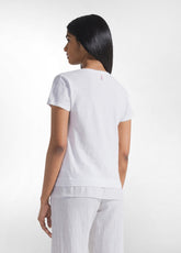 T-SHIRT IN COTONE CON DETTAGLI IN SETA BIANCO - WHITE | DEHA