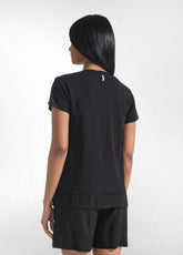 T-SHIRT IN COTONE CON DETTAGLI IN SETA NERO - BLACK | DEHA