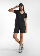 T-SHIRT IN COTONE CON DETTAGLI IN SETA NERO - Leisurewear | DEHA