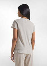T-SHIRT IN COTONE CON DETTAGLI IN SETA BEIGE - CLAY BEIGE | DEHA