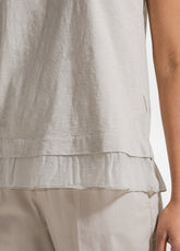 T-SHIRT IN COTONE CON DETTAGLI IN SETA BEIGE - CLAY BEIGE | DEHA