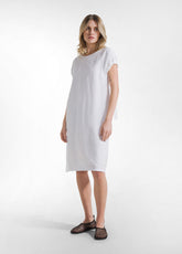 Baumwollkleid Mit Drapierten Seidenärmeln - Weiss - WHITE | DEHA