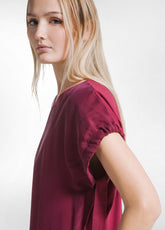 ABITO IN COTONE CON MANICHE DRAPPEGGIATE IN SETA ROSSO - CHERRY RED | DEHA