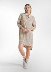 ABITO CHEMISIER IN VISCOSA HABUTAI ALLOVER BEIGE - GREEN BEIGE | DEHA