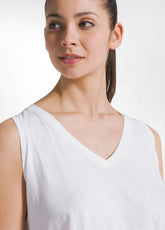 TOP FLUIDO IN JERSEY FIAMMATO BIANCO - WHITE | DEHA