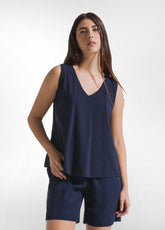 TOP FLUIDO IN JERSEY FIAMMATO BLU - DEHA ESSENTIALS | DEHA