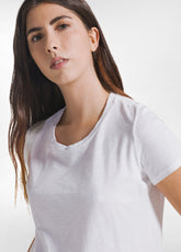 White Slub Cotton T-Shirt - WHITE | DEHA