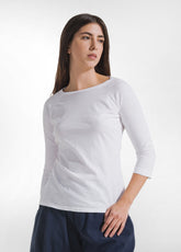 T-SHIRT MANICA 3/4 IN JERSEY FIAMMATO BIANCO - WHITE | DEHA