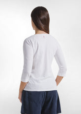 T-SHIRT MANICA 3/4 IN JERSEY FIAMMATO BIANCO - WHITE | DEHA