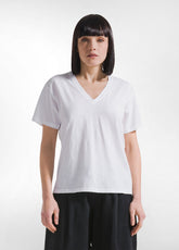 Flammé T-Shirt mit weitem Ausschnitt, Weiß - WHITE | DEHA