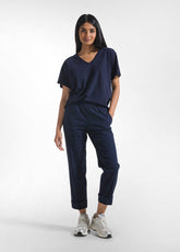 T-SHIRT FLAMMÈ SCOLLO AMPIO BLU - BLUE NIGHT | DEHA