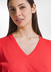 T-SHIRT FLAMMÈ SCOLLO AMPIO ROSSO - POPPY RED | DEHA