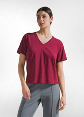 T-SHIRT FLAMMÈ SCOLLO AMPIO ROSSO - CHERRY RED | DEHA