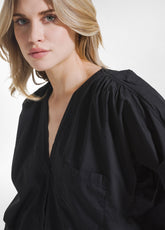 BLUSA IN MUSSOLA DI COTONE LEGGERA NERO - BLACK | DEHA