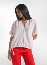 BLUSA IN MUSSOLA DI COTONE LEGGERA ROSA - BLUSH PINK | DEHA
