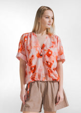 BLUSA ALL OVER IN MUSSOLA DI COTONE ROSSO - SUNSET RED | DEHA