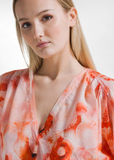 Cotton Muslin All-Over Blouse - Red - SUNSET RED | DEHA