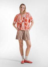 BLUSA ALL OVER IN MUSSOLA DI COTONE ROSSO - SUNSET RED | DEHA