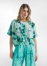 Cotton Muslin All-Over Top - Blue - AQUA | DEHA