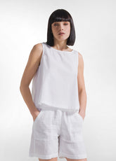TOP IN POPLINE ELASTICIZZATO BIANCO - WHITE | DEHA