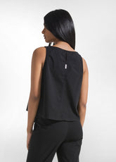 COMPLETO TOP E PANTALONI DRITTI IN POPLINE ELASTICIZZATO NERO - | DEHA