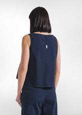COMPLETO TOP E PANTALONI DRITTI IN POPLINE ELASTICIZZATO BLU - | DEHA