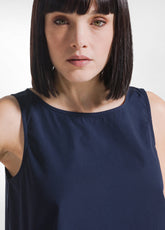 TOP IN POPLINE ELASTICIZZATO BLU - BLUE NIGHT | DEHA