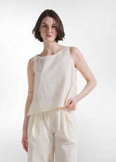 TOP IN POPLINE ELASTICIZZATO BIANCO - CREAM | DEHA
