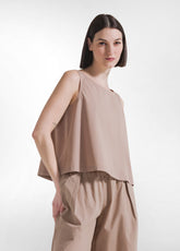 TOP IN POPLINE ELASTICIZZATO MARRONE - KHAKI BROWN | DEHA