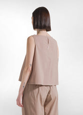 TOP IN POPLINE ELASTICIZZATO MARRONE - KHAKI BROWN | DEHA
