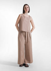 TOP IN POPLINE ELASTICIZZATO MARRONE - KHAKI BROWN | DEHA