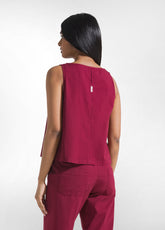 COMPLETO TOP E PANTALONI DRITTI IN POPLINE ELASTICIZZATO ROSSO - | DEHA