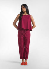 TOP IN POPLINE ELASTICIZZATO ROSSO - CHERRY RED | DEHA