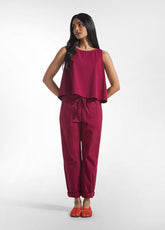 COMPLETO TOP E PANTALONI DRITTI IN POPLINE ELASTICIZZATO ROSSO - Everyday Sets | DEHA