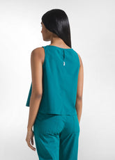 COMPLETO TOP E PANTALONI DRITTI IN POPLINE ELASTICIZZATO VERDE - | DEHA