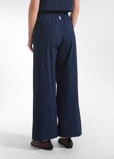 COMPLETO TOP E PANTALONI DRITTI IN POPLINE ELASTICIZZATO BLU - | DEHA
