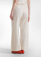 PANTALONI IN POPLINE ELASTICIZZATO BIANCO - CREAM | DEHA