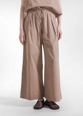 PANTALONI IN POPLINE ELASTICIZZATO MARRONE - KHAKI BROWN | DEHA