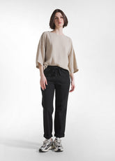 PANTALONI DRITTI IN POPLINE ELASTICIZZATO NERO - BLACK | DEHA