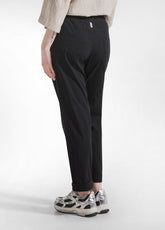 COMPLETO TOP E PANTALONI DRITTI IN POPLINE ELASTICIZZATO NERO - | DEHA