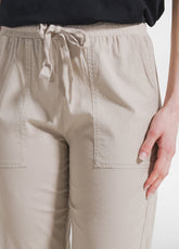 PANTALONI DRITTI IN POPLINE ELASTICIZZATO BEIGE - CLAY BEIGE | DEHA