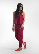 PANTALONI DRITTI IN POPLINE ELASTICIZZATO ROSSO - CHERRY RED | DEHA
