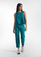 Straight Fit Hose Aus Stretch-Popline - Gruen - PEACOCK GREEN | DEHA