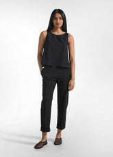 PANTALONI DRITTI IN POPLINE ELASTICIZZATO NERO - BLACK | DEHA