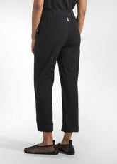 PANTALONI DRITTI IN POPLINE ELASTICIZZATO NERO - BLACK | DEHA