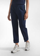PANTALONI DRITTI IN POPLINE ELASTICIZZATO BLU - BLUE NIGHT | DEHA