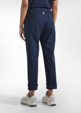 PANTALONI DRITTI IN POPLINE ELASTICIZZATO BLU - BLUE NIGHT | DEHA