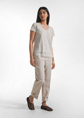 PANTALONI DRITTI IN POPLINE ELASTICIZZATO BEIGE - CLAY BEIGE | DEHA